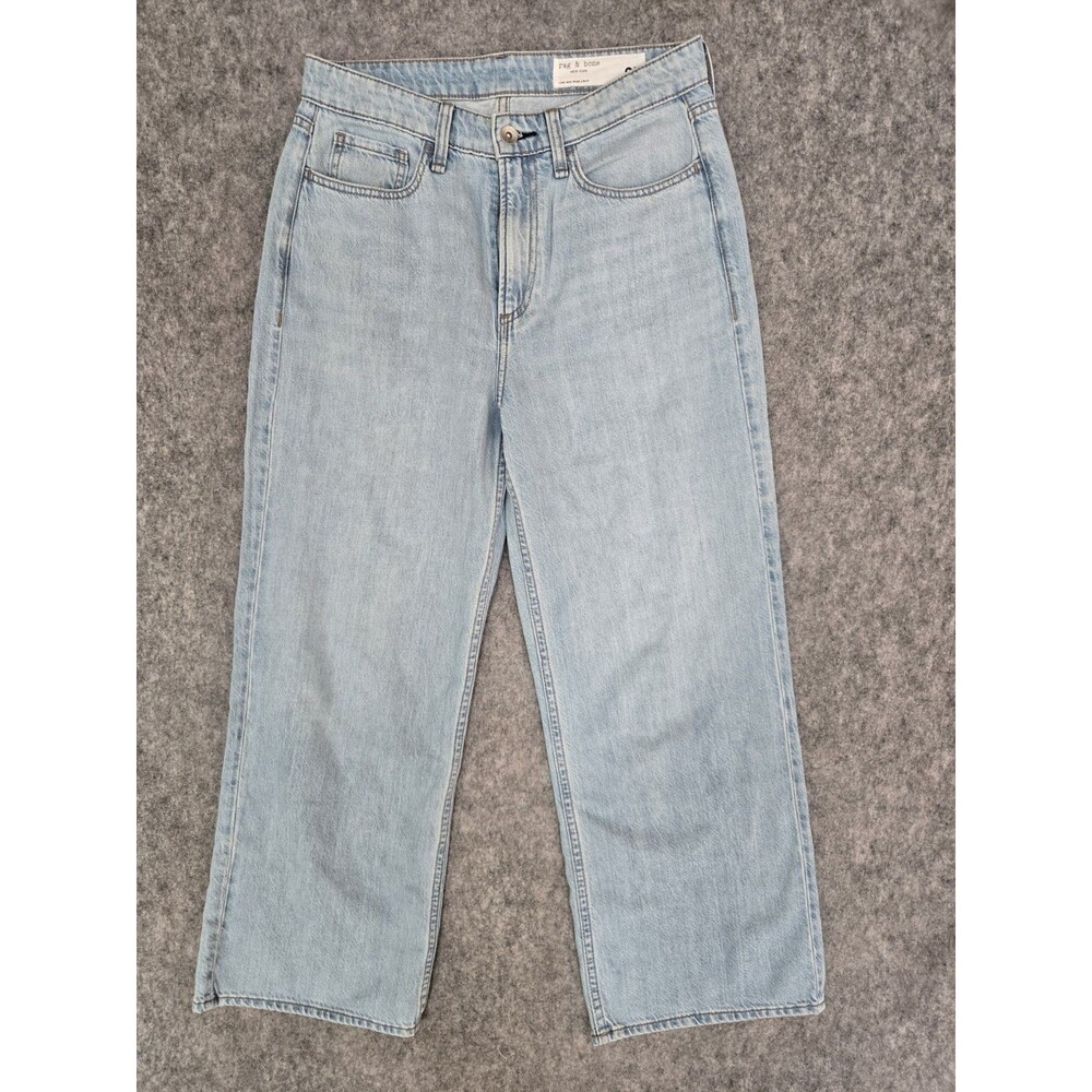 Rag & Bone Lori Mid-Rise Crop Wide Leg Jeans 25 Light Wash Denim WDD24F3001OPLI